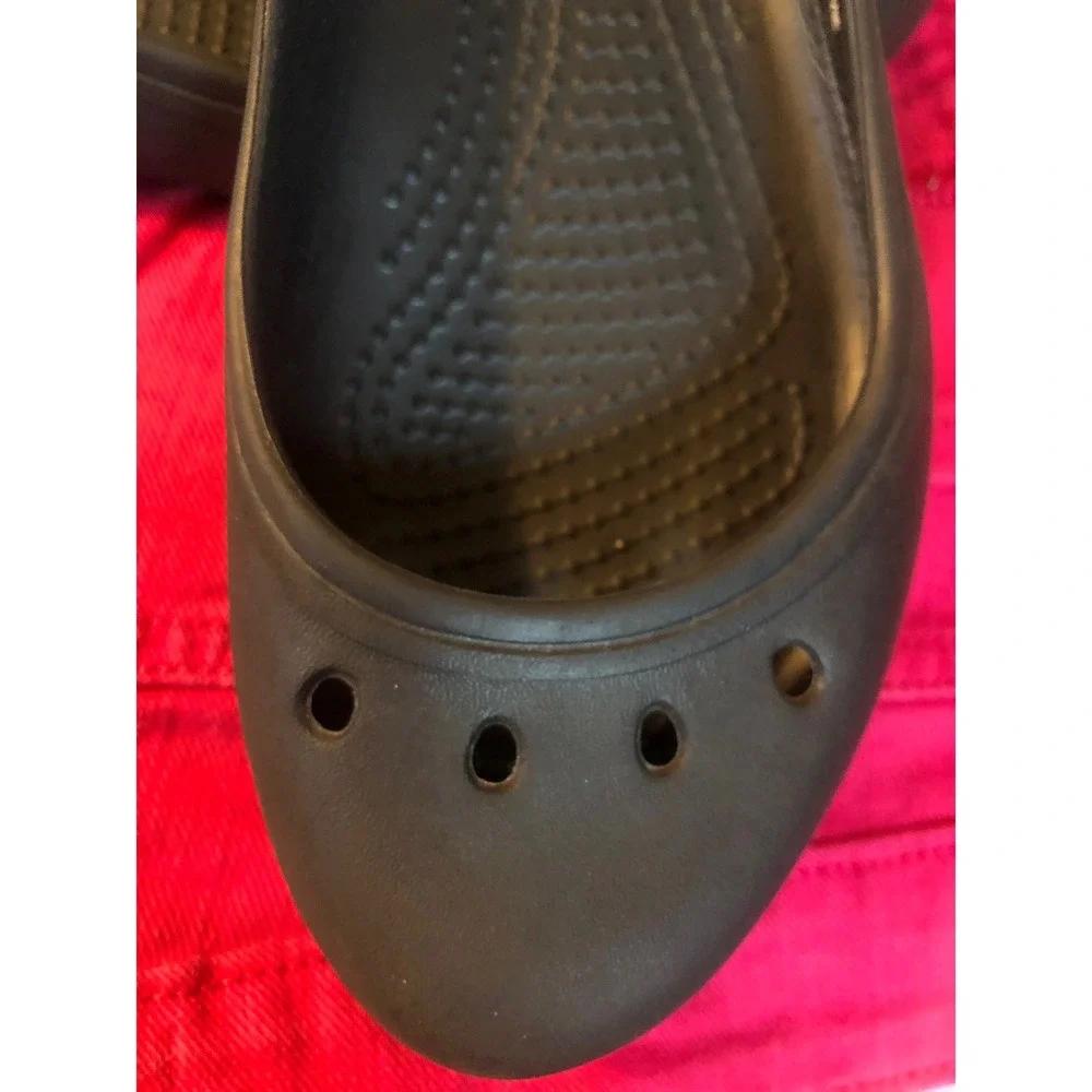 Crocs Kadee Work Flat Black Slip Resistant Comfort Ballet Shoes Womens 6